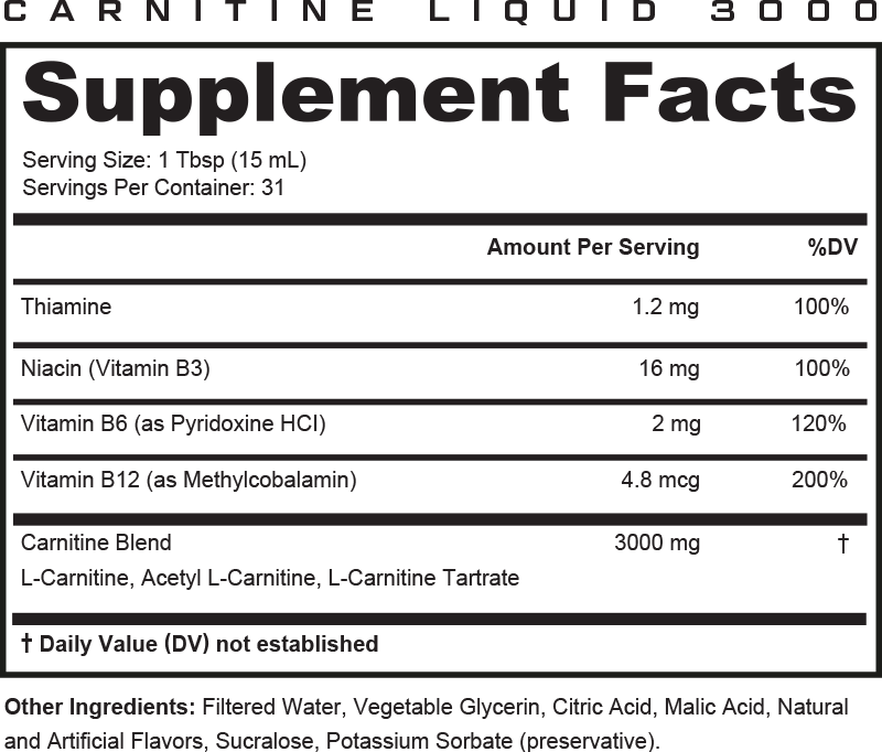 Liquid L-Carnitine 3000: Metabolism & Energy Support